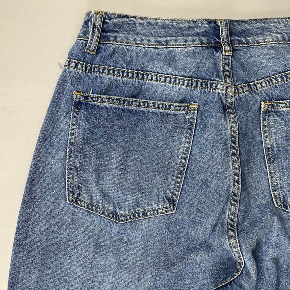 Pretty Little Thing Boyfriend Baggy Denim Jeans Women's US 10 Hi Rise Button Fly - Picture 15 of 16